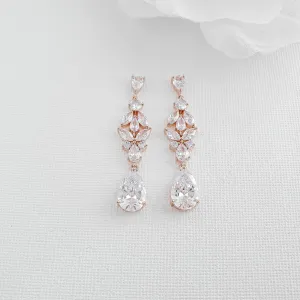 Rose Gold and Cubic Zirconia Earrings-Anne