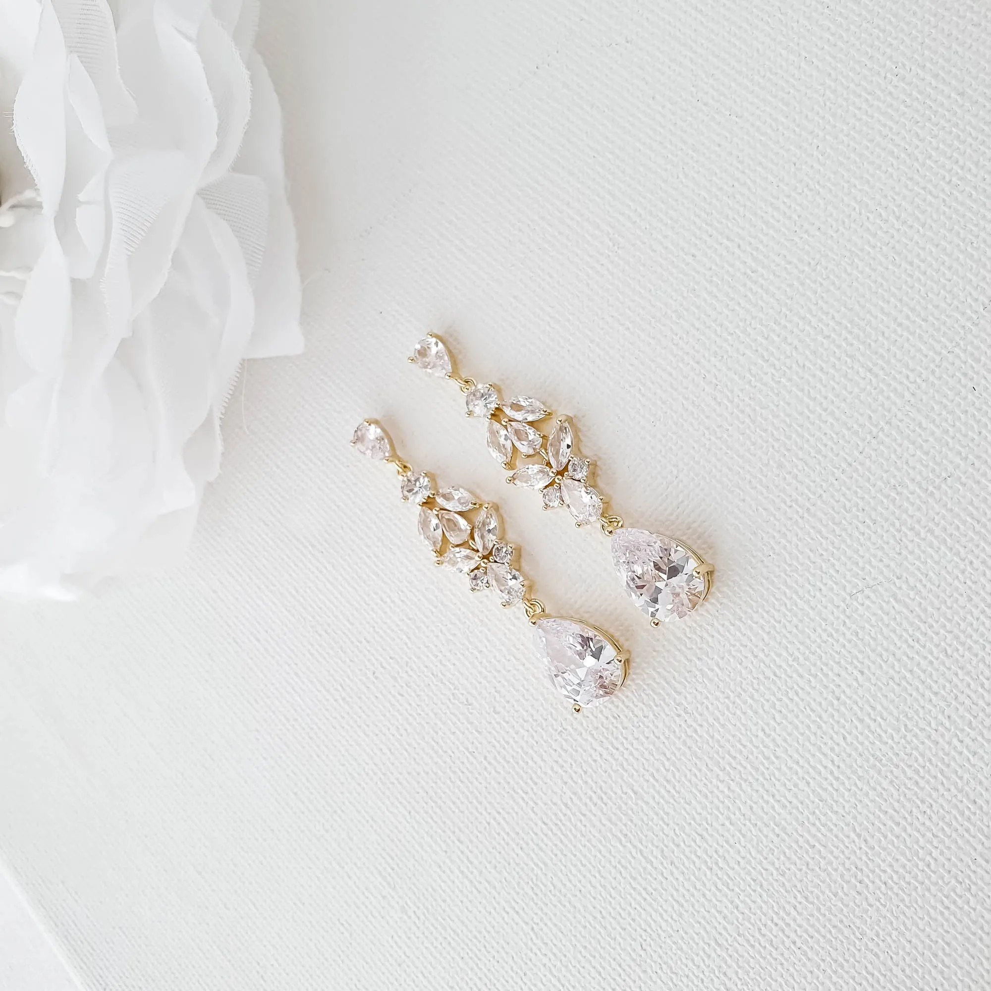 Rose Gold and Cubic Zirconia Earrings-Anne