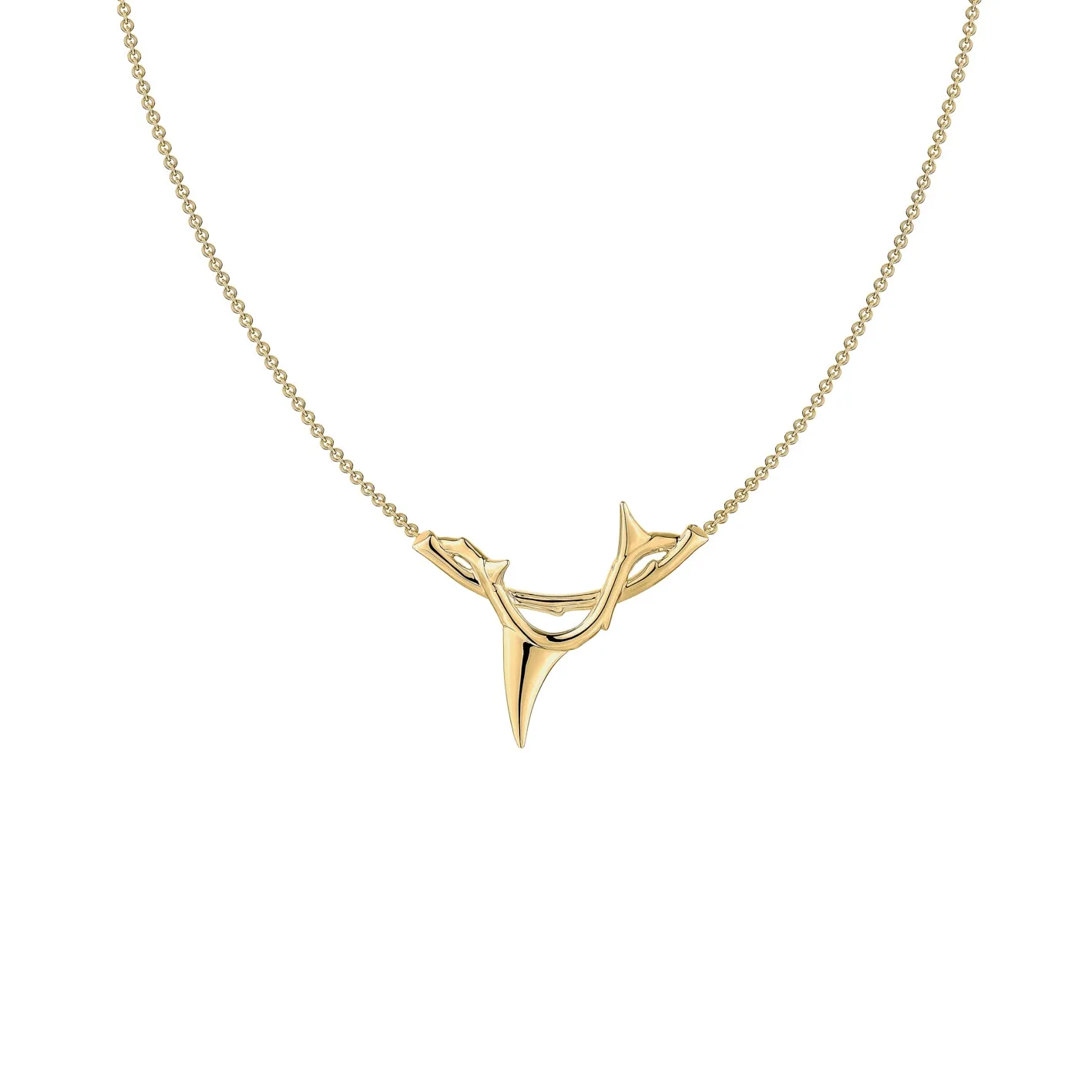 Rose Thorn Branch Pendant - Yellow Gold Vermeil