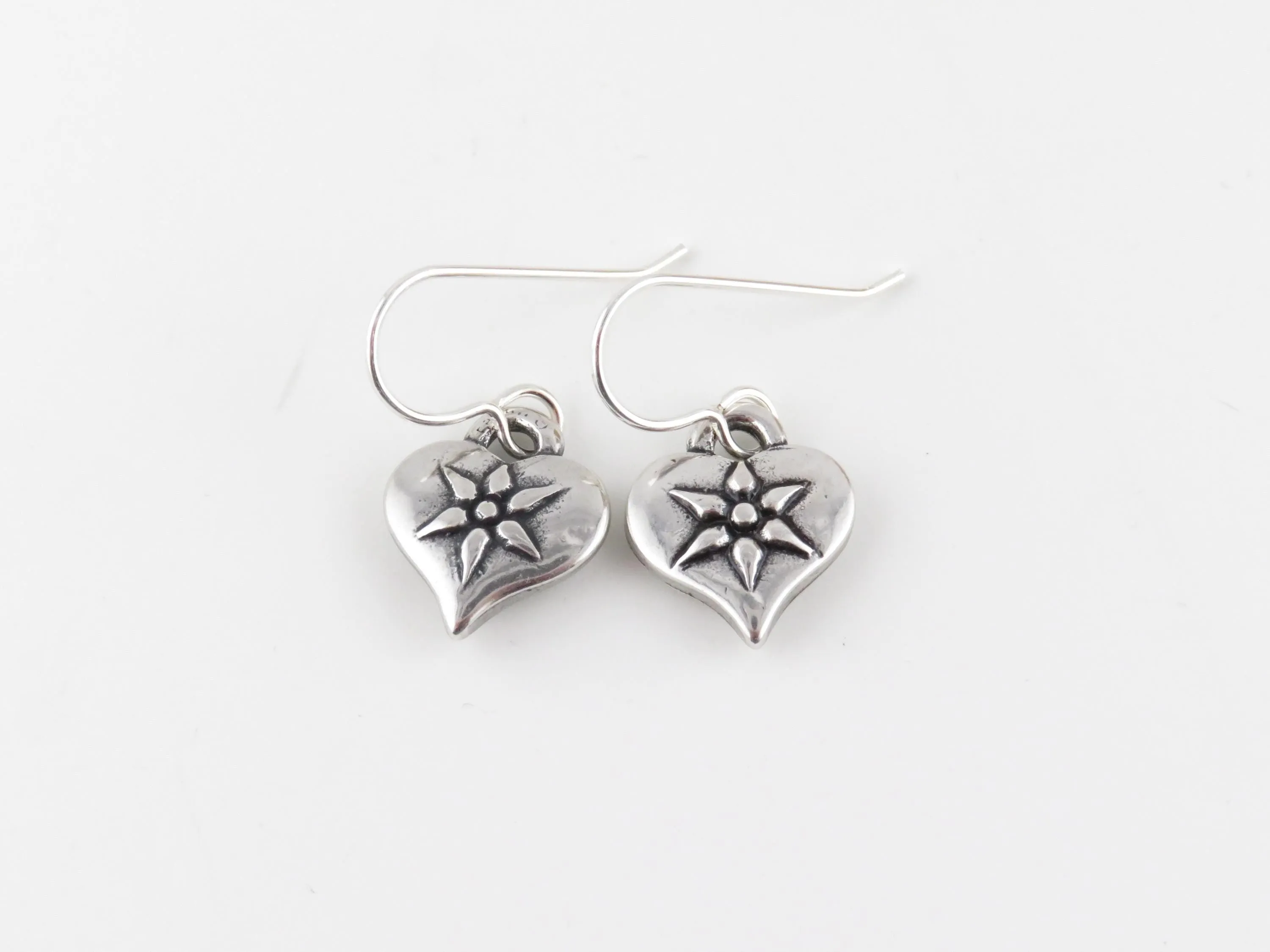 Rustic Silver Heart Earrings