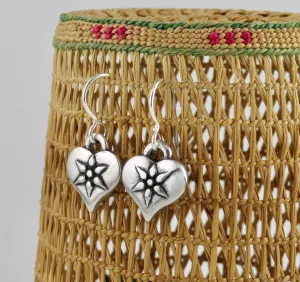 Rustic Silver Heart Earrings