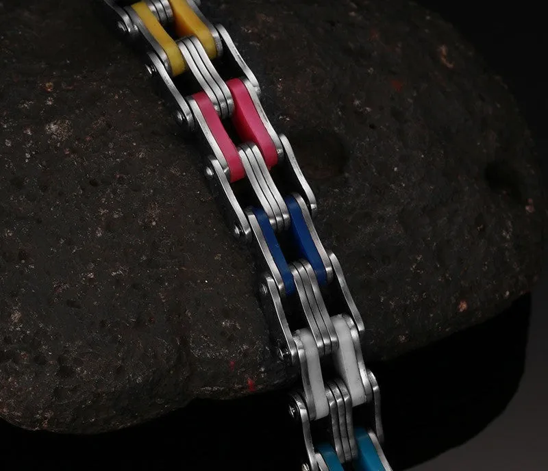 Silicone Stainless Steel Bracelet Men Bangle Rainbow Color 316L Stainless Steel Clasp Bracelet Fashion Bracelet For Men