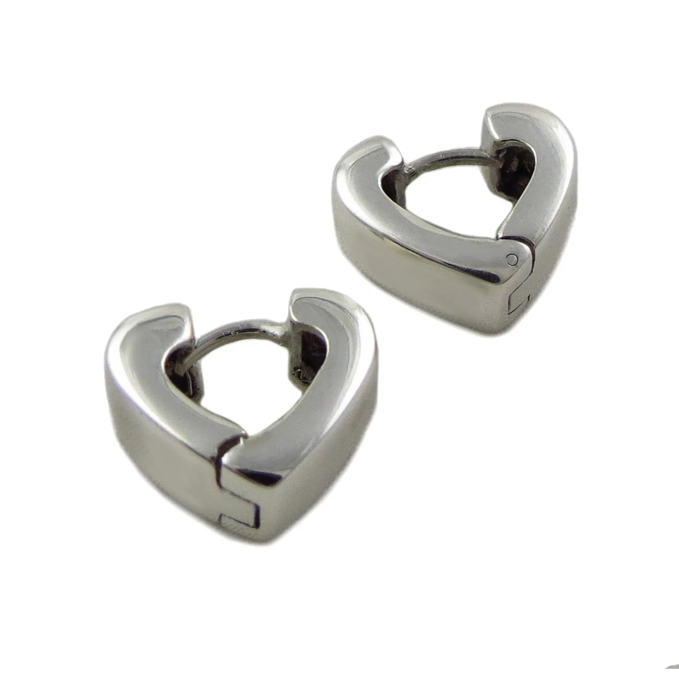 Silver Huggie Heart Earrings