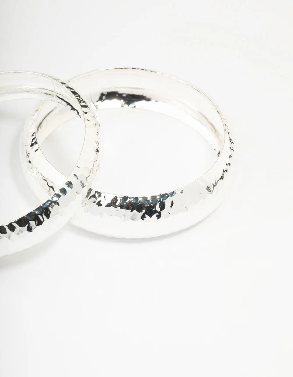 Silver Mixed Molten Bangle 3-Pack