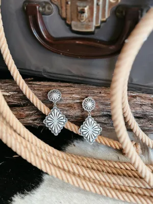 Silver Post Concho Earrings