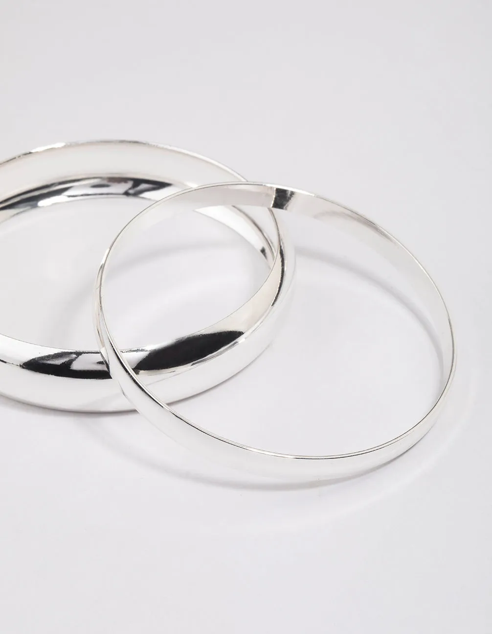 Silver Smooth Thick Bangle Pack