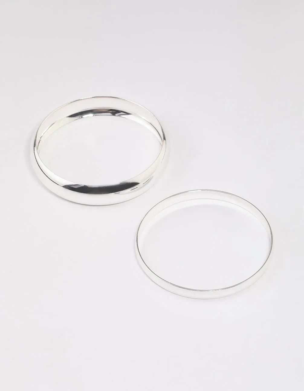 Silver Smooth Thick Bangle Pack