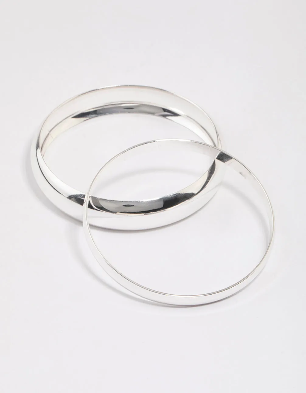 Silver Smooth Thick Bangle Pack