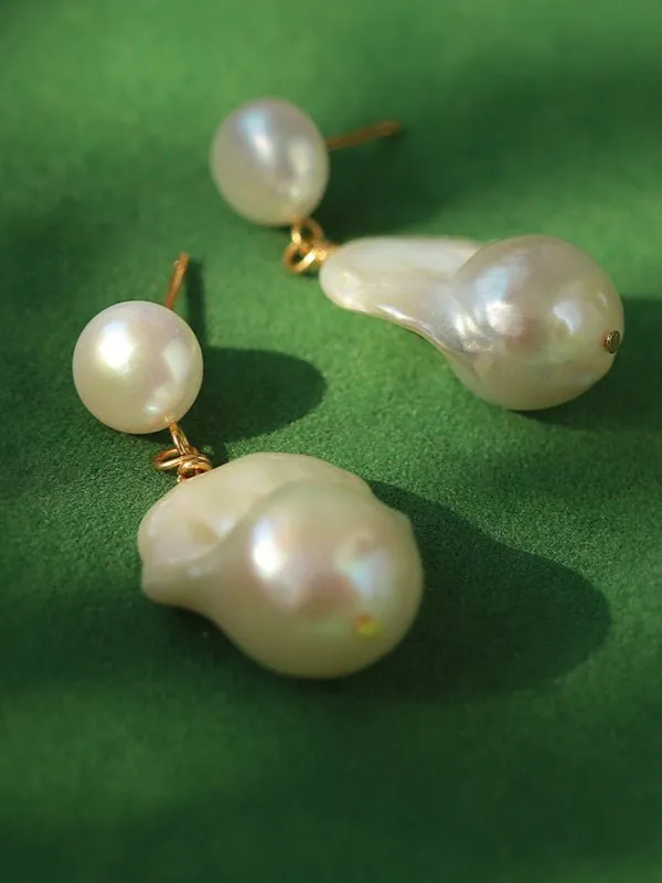 Simple Freshwater Baroque Pearl Drop Earrings