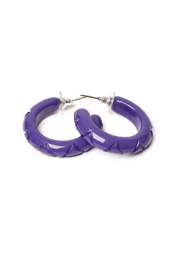 Splendette Paradise Heavy Carve Hoop Earrings