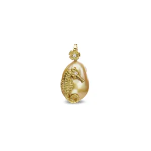 STELLA MARIS GOLDEN SOUTH SEA BAROQUE PEARL SEAHORSE PENDANT ONE-OF-A-KIND