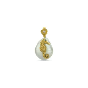 STELLA MARIS WHITE SOUTH SEA BAROQUE PEARL SEAHORSE PENDANT ONE-OF-A-KIND