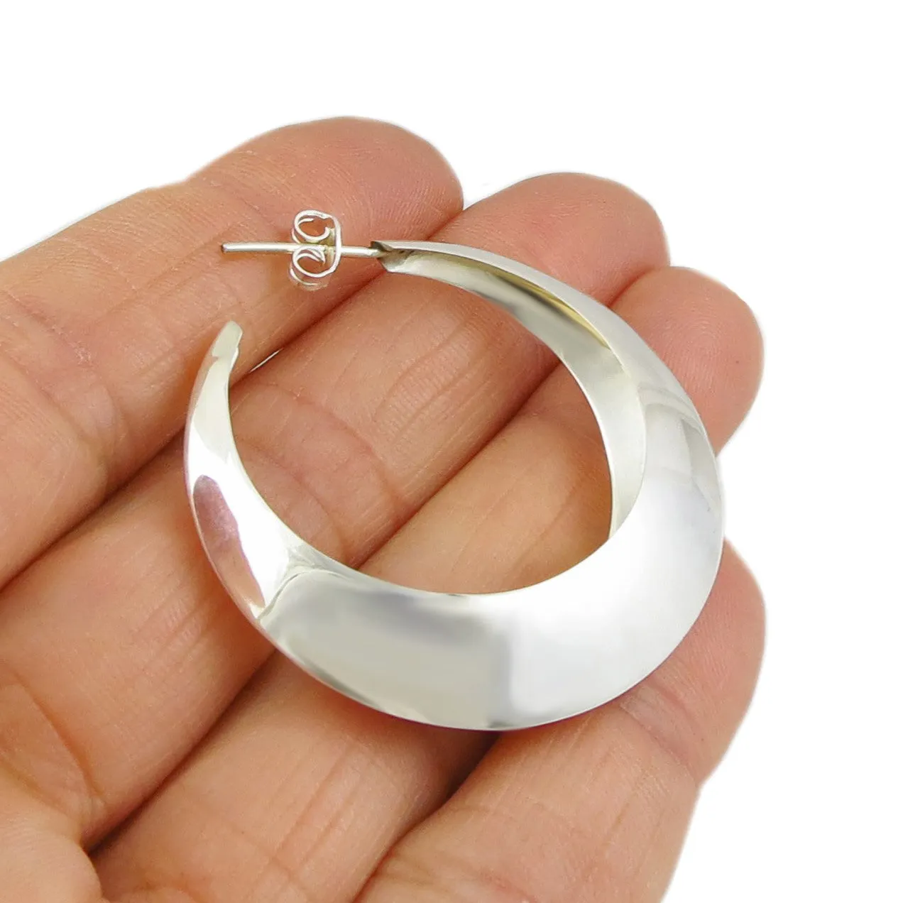 Sterling Silver Hoop Earrings Large