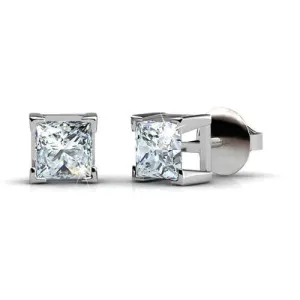 Stylish 0.50CT Princess Cut Diamond Stud Earrings in 14KT White Gold