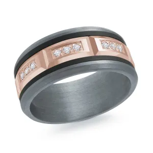 Tantalum with Carbon Fiber and 14K Rose Gold Ring from the Tantalum Collection by Malo - MRDTC-005-9BPD