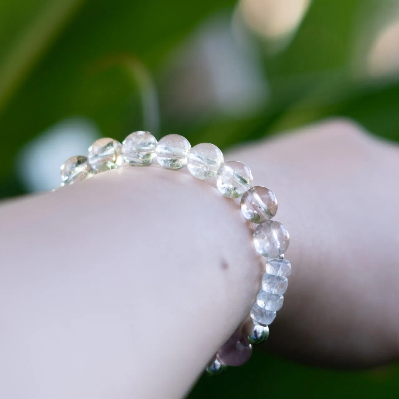 The Moon Dew - Rainbow Moonstone Star Rose Quartz Bracelet