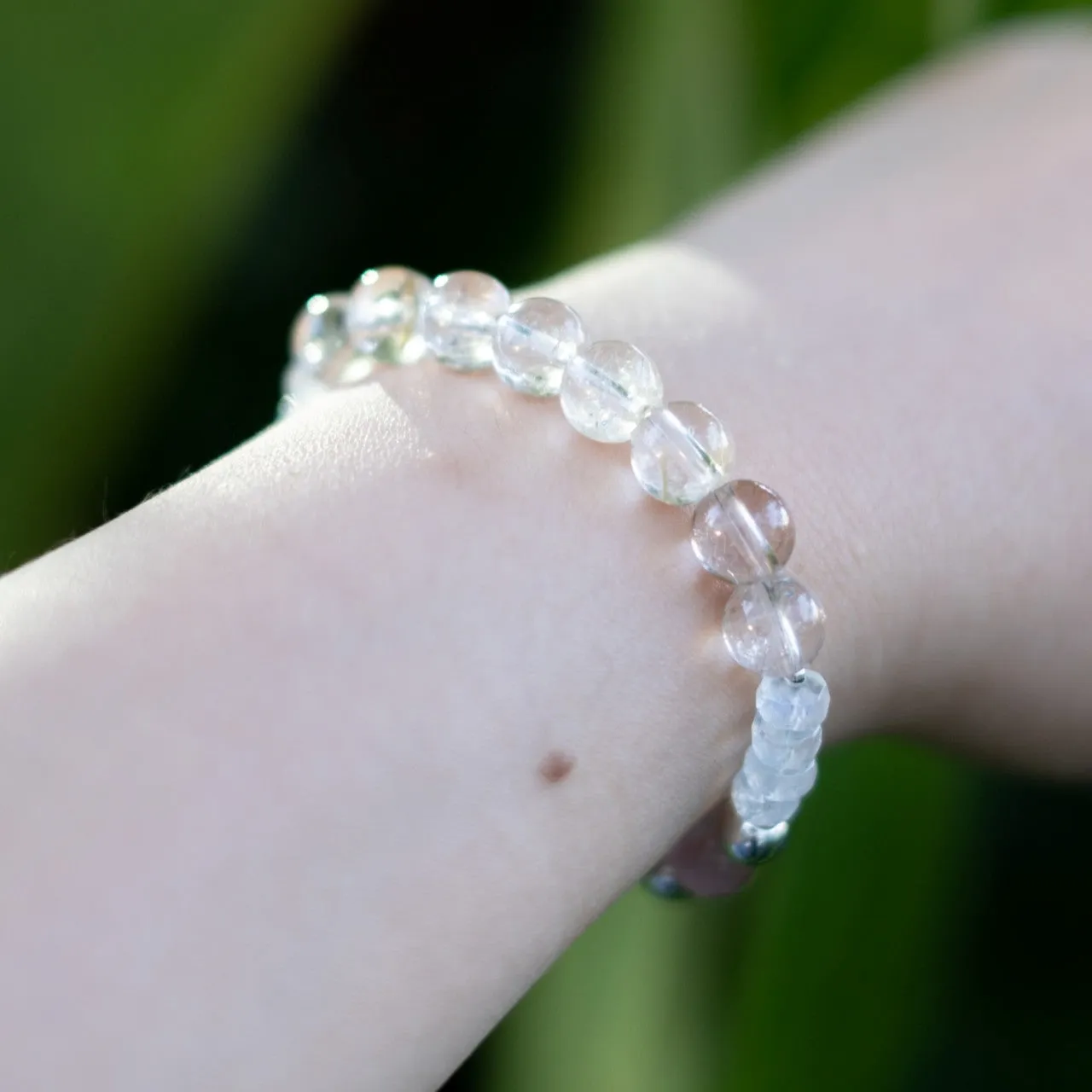 The Moon Dew - Rainbow Moonstone Star Rose Quartz Bracelet