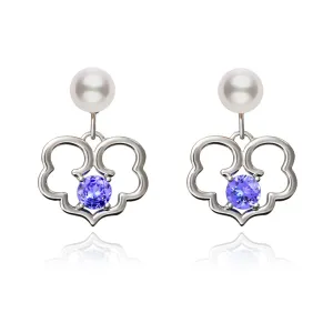 The Timeless Blessings Earrings 18kt White Gold with Tanzanite