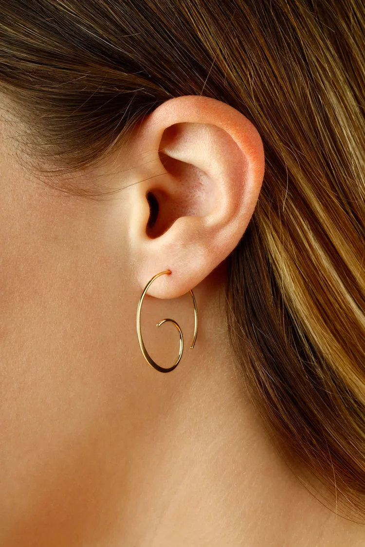 Threader Hoop Earrings, 14Kt