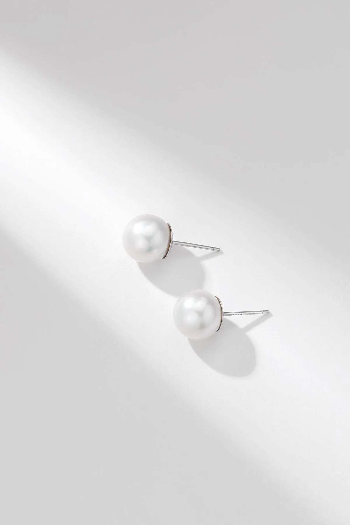 Timeless AAAA White Freshwater Round Pearl Stud Earrings