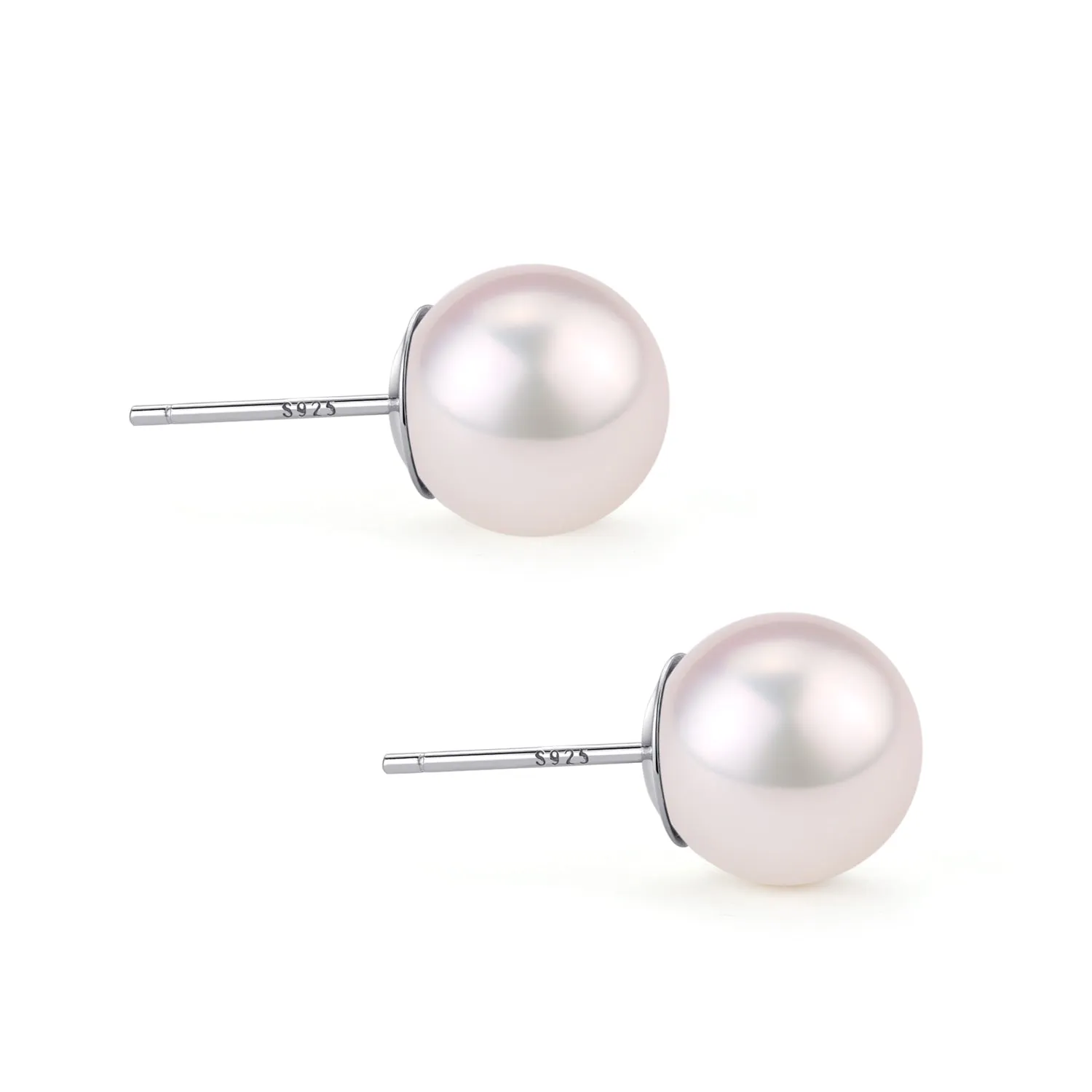 Timeless AAAA White Freshwater Round Pearl Stud Earrings