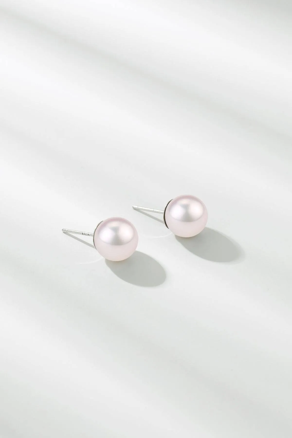 Timeless AAAA White Freshwater Round Pearl Stud Earrings