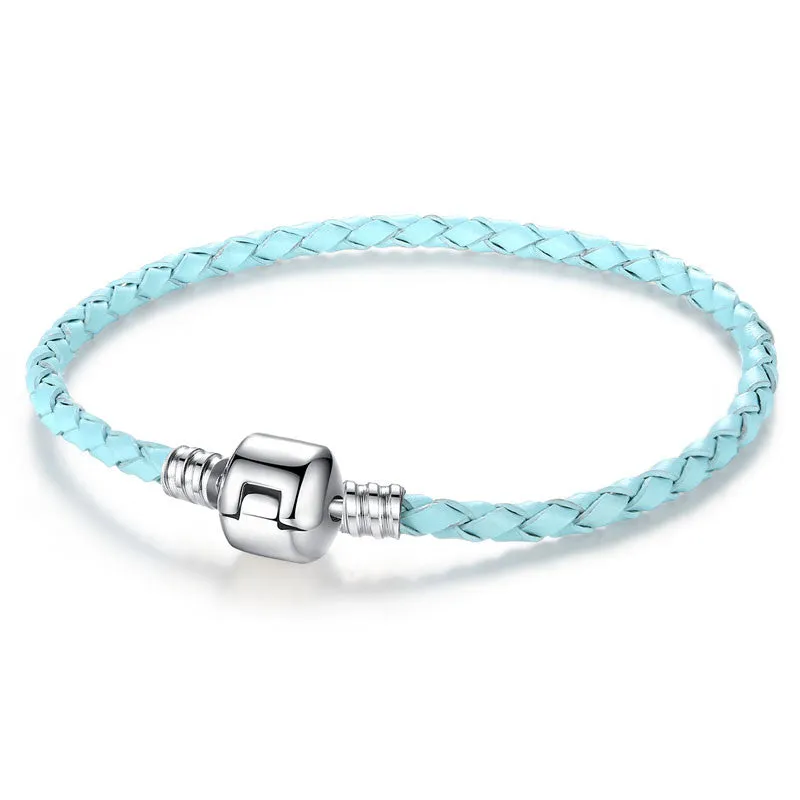 Unique Silver Plated Clasp Genuine Leather Bracelet Fit Women Men Original Charm Bracelet Necklace DIY Jewelry