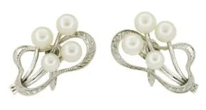 Vintage Mikimoto Pearl Earrings in Sterling Silver