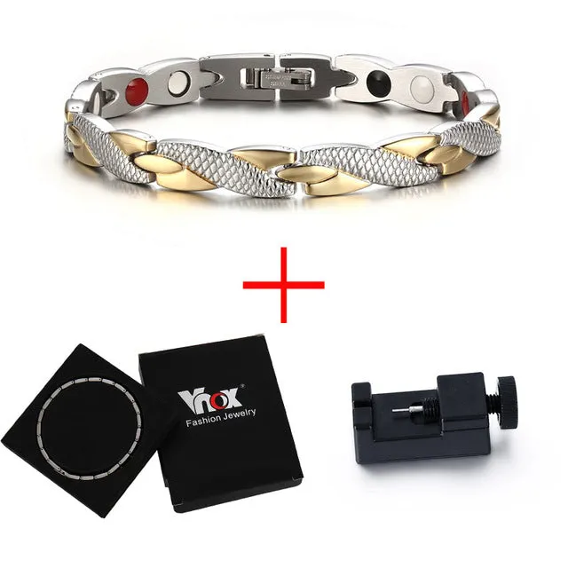 Vnox Twisted Healthy Magnetic Bracelet for Women Power Therapy Magnets Bracelets Bangles 7.3"