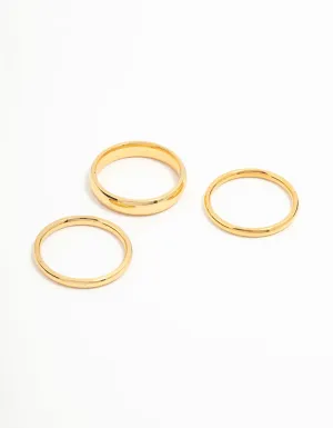 Waterproof  Gold Plated Stainless Steel Fanned Stacking Rings 3-Pack