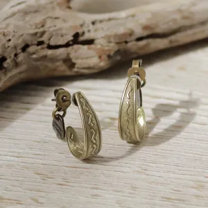 Wave Engraved Medium Hoop Earrings